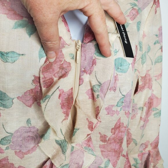 Samuel Dong Womens Pink Floral Ruffle Jacket Size S Zip Front Feminine Victorian - Picture 5 of 14